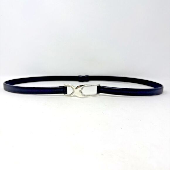 CHICO\'S Leather & Silver Hook Buckle Belt Womens M/L Black Adjustable Statement main image 6